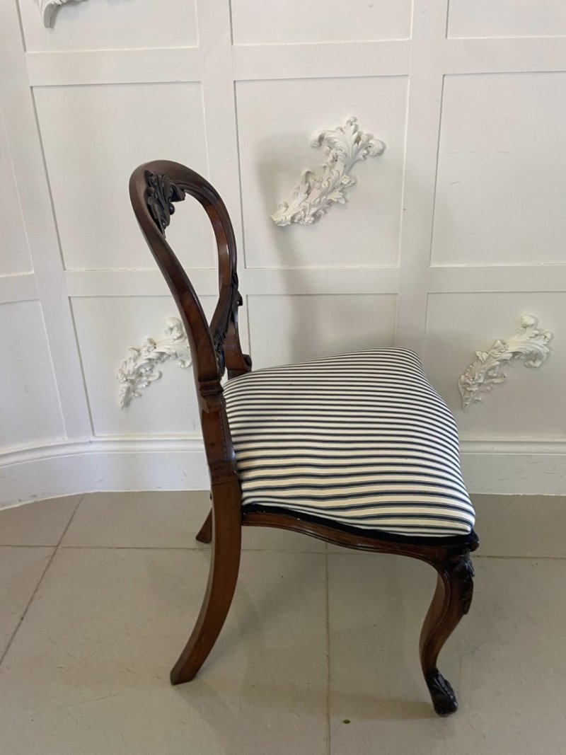 Outstanding Quality Set of 6 Antique Victorian Carved Walnut Dining Chairs - Image 4